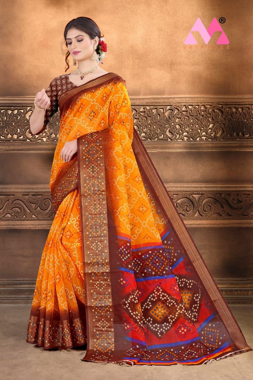 Bandhej 6 Latest Designer Fancy Festive Wear Handicraft Cotton Linen Pure Bandhej Saree Collection 